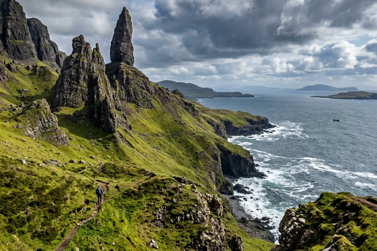 Luxury car on scenic coastal road in Scottish Highlands